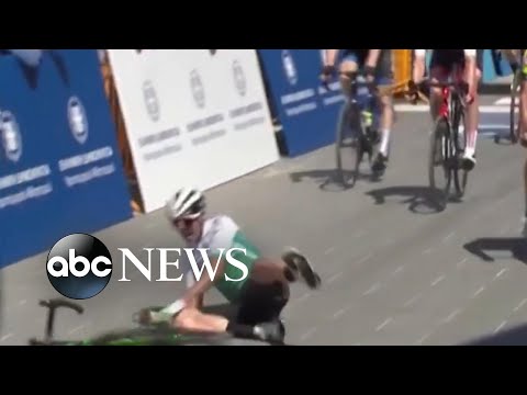 Cyclist crashes, mistakenly thinking he had won stage