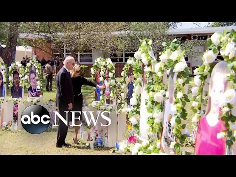 Biden visits Robb Elementary School memorial site