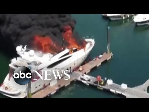 Multi-million dollar superyacht goes up in flames l ABC News