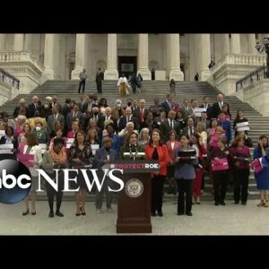 Pelosi, Democrats discuss abortion rights outside Capitol