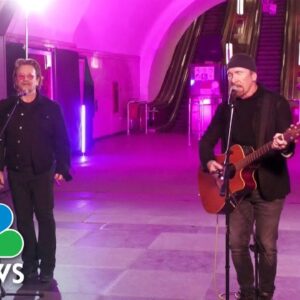 U2 Legends Bono and The Edge Give Surprise Performance in Kyiv