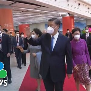 China's Xi Jinping Arrives In Hong Kong For 25th Anniversary Celebrations