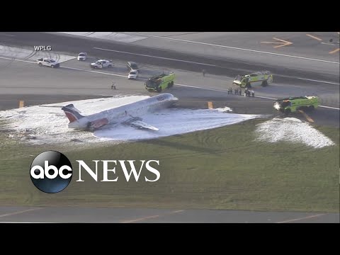 Investigation underway into jet's fiery crash landing in Miami l GMA