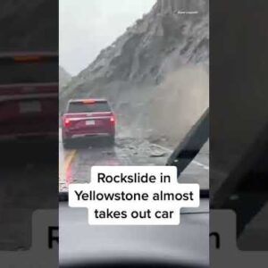 Rockslide In #Yellowstone Almost Takes Out Car