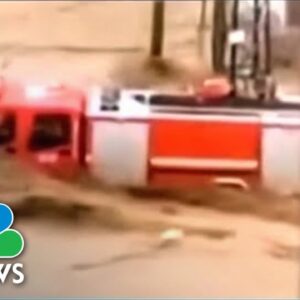 Watch: Fire Engine Swept Away By Floodwaters In Southern China