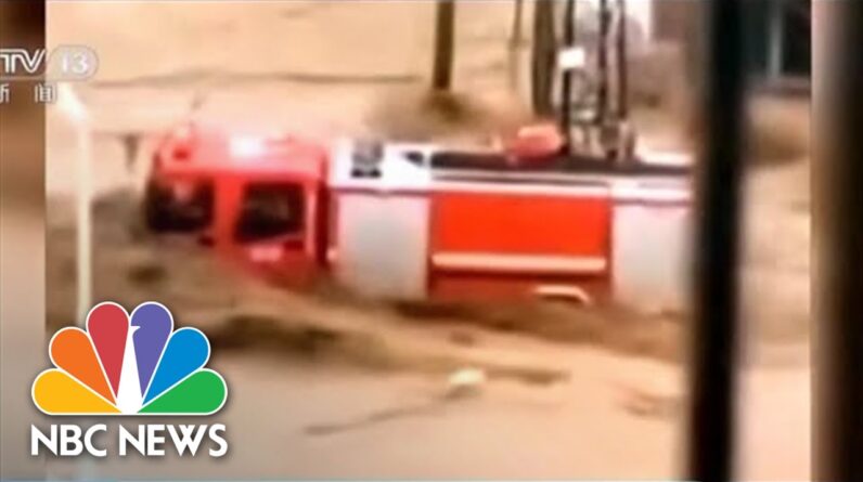 Watch: Fire Engine Swept Away By Floodwaters In Southern China