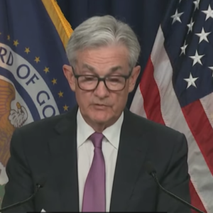 Fed Chairman Jerome Powell at news conference July 27. 600x407