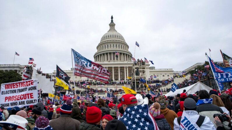 Insurrections loyal to President Donald Trump rally at the U.S. Capitol in Washington on Jan. 6, 2021.