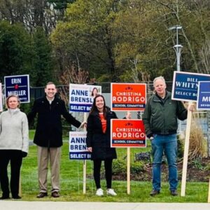 Candidates+Christina+Rodrigo+and+Erin+Mueller+win+the+election+for+School+Committee+in+the+town+election+on+Tuesday%2C+April+25.+