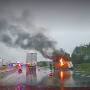 Semi Catches Fire On Will Rogers Turnpike After Multi-Vehicle Crash