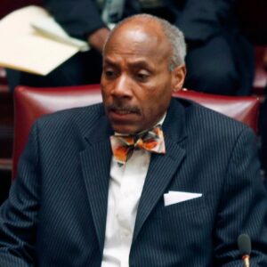 Bill Perkins works in the Senate Chamber at the Capitol on Wednesday, March 18, 2015 in Albany.