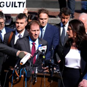Attorney Justin Nelson, representing Dominion Voting Systems, speaks at a press conference outside the New Castle County Courthouse in Wilmington, Del., after Dominion Voting Systems' defamation lawsuit against Fox News was dismissed settle just as the jury trial began Tuesday.  April 18, 2023.