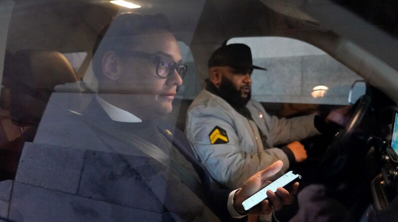 Rep. George Santos departs Capitol Hill in Washington on Wednesday, Jan. 11, 2023. (AP Photo/Patrick Semansky)