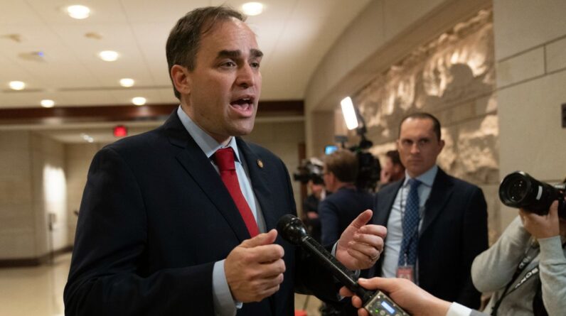 FILE - Rep. Wiley Nickel, D-N.C., speaks to reporters on Capitol Hill in Washington, Monday, Nov. 14, 2022, in Washington. A recent redistricting ruling by North Carolina's Supreme Court could become an electoral windfall for Republicans seeking to maintain their control of Congress next year. Experts say four current Democratic incumbents are vulnerable when state legislators draw a new map later this year. (AP Photo/Manuel Balce Ceneta, File)