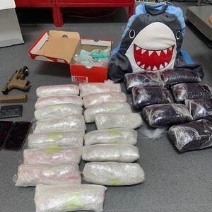 Drug Enforcement Administration officials found 28 pounds of methamphetamine and 9,000 fentanyl pills in a shark pillow at Arizona Mills Mall in Tempe.