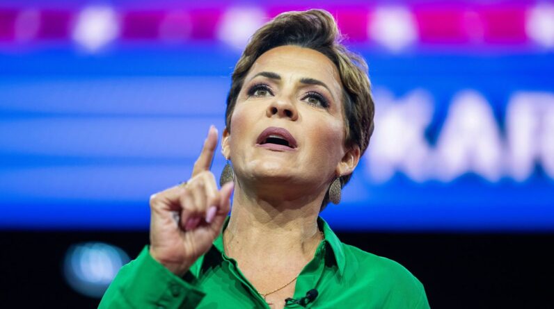 Kari Lake speaks at the Conservative Political Action Conference, March 4, 2023, at National Harbor in Oxon Hill, Md. A top Republican election official in Arizona filed a defamation lawsuit on Thursday, June 22, against Lake, who falsely claims she lost the 2022 race for governor because of fraud. (AP Photo/Alex Brando)