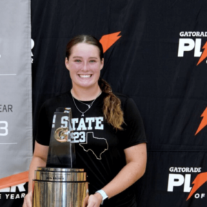 Ava Brown holds the Gatorade National Softball Player of the Year trophy she received earlier today June 20 2023 1024x517