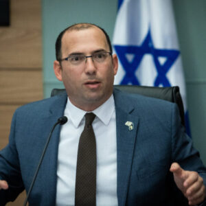 MK Simcha Rotman, head of the Constitution, Law and Justice Committee, seen during a committee meeting at the Knesset on June 20, 2023 (Oren Ben Hakoon/Flash90)